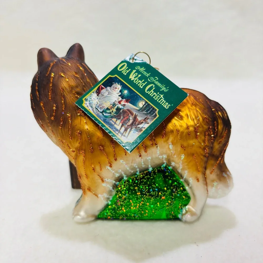 Old World Christmas Rough Collie Glass Ornament Hand Painted Dog 12051 with Box